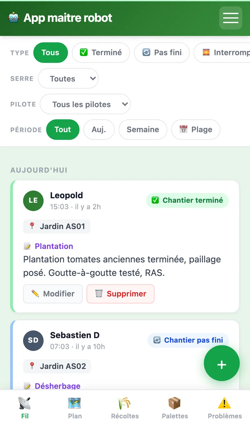 Maître Robot · Fil terrain